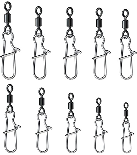80 pièces émerillon de pêche en acier inoxydable avec connecteur de ligne de pêche à double verrouillage à ressort, émerillon de pêche pour la pêche en plein air