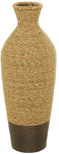 Deco 79 Seagrass Handmade Decorative Vase Tall Woven Floor Centerpiece Vase, Vase for Home Decoration 10 x 10 x 28, Brown