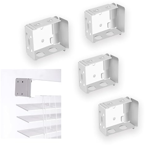 AZWOOD Soportes de montaje para persianas venecianas, 4 soportes de montaje de caja de perfil de ventana de madera, soporte cuadrado de 50 mm, soporte de extremo de riel perfecto para instalar