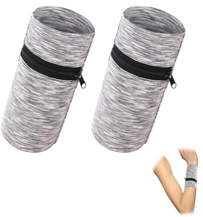 Handgelenk Tasche 2 Stück Sport Laufen Yoga springen Seil, Armtasche mit Reißverschluss Handgelenk-Geldbörse