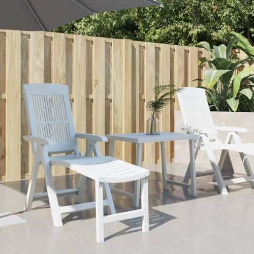 Rantry Tumbona de plástico Blanco, Silla de Playa Asiento Reclinable Piscina Camping Tumbona Jardín Patio Balcón Tumbonas