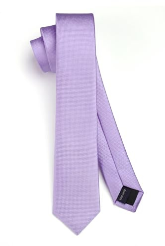 HISDERN Cravate Homme lilas 6CM Slim Cravate Fine Soie Couleur Unie Mariage Plusieurs Couleurs Disponibles avec Boîte