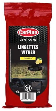 Carplan Auto Pratic 24 Lingettes nettoyantes pour vitres et vitres parfumées au Citron