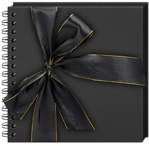 Vienrose Scrapbook Fotoalbum zum Selbstgestalten und Einkleben mit 40 Seiten, Hardcover Kraftpapier, DIY Scrapbook für Hochzeit, Geburtstag, 20,5 x 20,5 cm, Schwarz