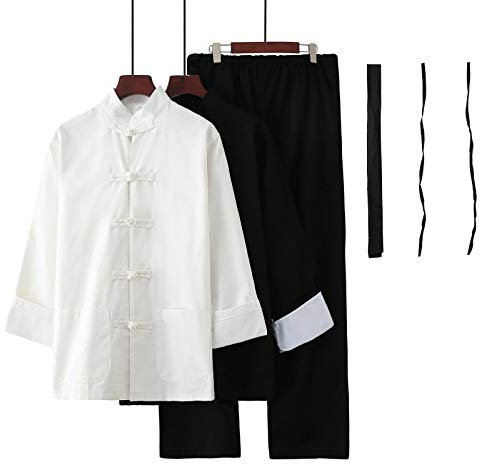 Kampsportskläder, Tai Chi Uniform Martial Arts Performance Competition Klädset, Klassisk kinesisk Tang-dräkt, Traditionell Herr Dam Kung Fu Marti (Färg: Tredelad kostym, Storlek: Höjd 180 cm)