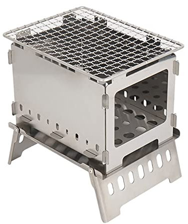 Tbest Wood Burning Stove, Stainless Steel Foldable Wood Burning Stove Camping with Storage Bag for Outdoor Camping