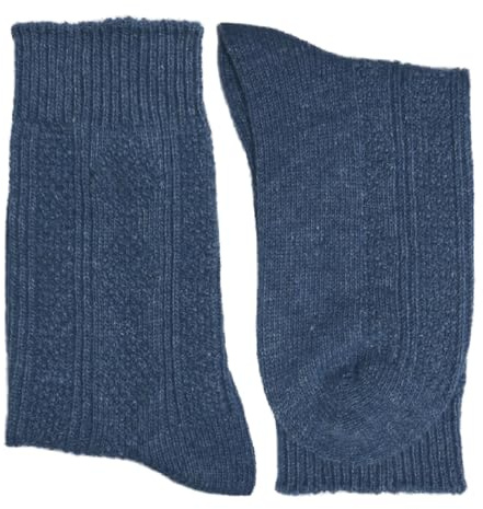 YUN 3 Pairs Women's Natural Pure 100% Wool Traditional Warm Boot Winter Socks Denim Blue