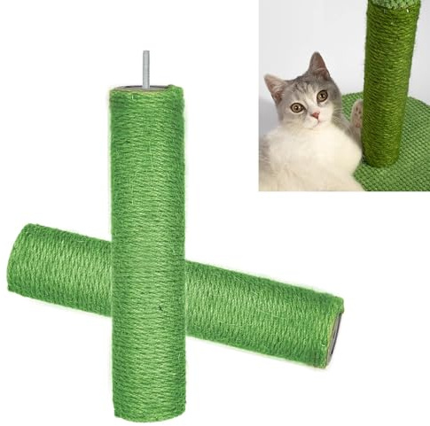 2 pezzi di ricambio per albero tiragraffi per gatti, 30 x 7 cm, corda in sisal per tiragraffi, colonna tiragraffi per gatti, parti di ricambio per albero tiragraffi, con viti M8, verde