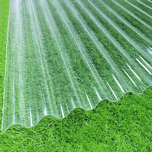 Hojas de techo corrugadas transparentes, placa de iluminación diurna FRP de 1,5 mm de grosor para invernaderos, cobertizos de almacenamiento de jardín, a prueba de polvo y protección contra rayos UV