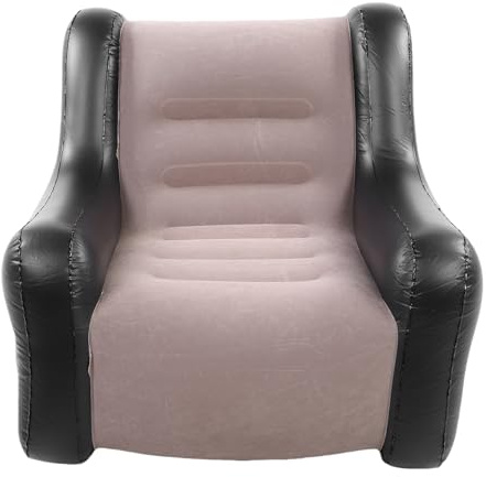 HELEVIA Canapé Gonflable Pliant, Chaise Longue Gonflable Floquée en PVC avec Accoudoir intégré, pour la Maison, Le Salon, la Terrasse, Le Camping en Plein Air