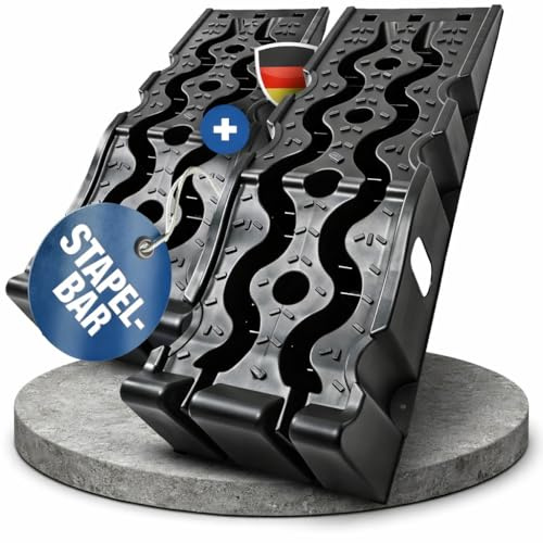 NTG Auffahrrampe PKW Auffahrrampen (2er Set) bis 3000 kg Hochbelastbare Auffahrkeile aus Kunststoff Antirutsch + Stapelbar - Passend für jedes Auto