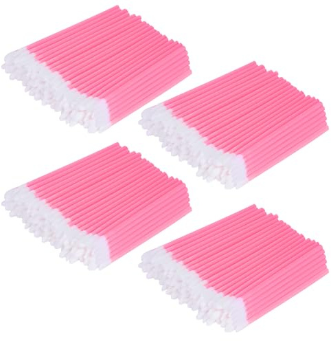 Alaoo 200 PezziMonouso Pennelli Labbra, Applicatore per Rossetto, Lip Gloss Applicatore Bacchette Pennello, Pennello per Dettagli Sulle Labbra(Rosa)