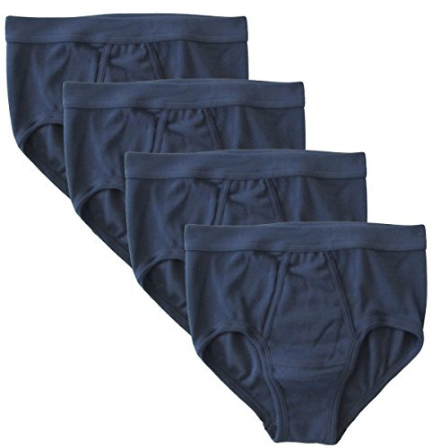 HERMKO 3240 4-pack herrtrosor med gylf och mjukt midjeband ('Classic Art' – andra färger) ekologisk bomull, marinblå, 5XL