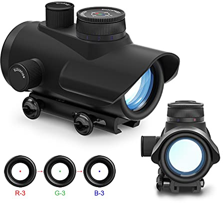 AOMEKIE Airsoft Red Dot Sight Reflex Sight Rifle Scope 30mm Multi-Coated Lens with 22mm/11mm Weaver Picatinny Rail Mount for Hunting