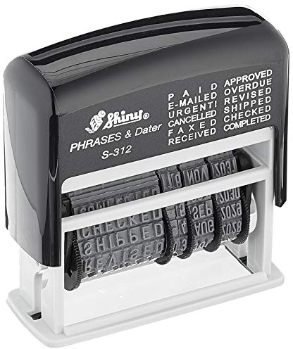Shiny S-312 Self-Inking Dial-a-Phrase Date Stamp 12 Phrases 3.8mm Character Height