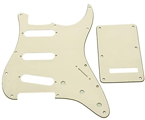 KAISH 11 Loch ST/Strat Style Pickguard SSS Pick Guard mit ST Rückplatte Tremolo Trem Cover für USA/Mexico Stratocaster/Strat Aged White 3-lagig