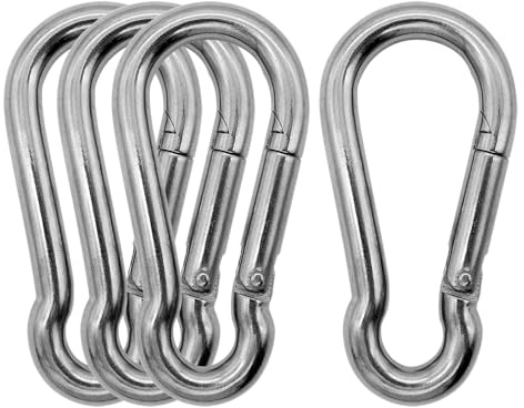 Outmate Marine Grade 316 Stainless Steel Carabiners -3.15 inch Heavy Duty, Durable & Rust-Free Clips for Gym, Swing, Dog Leashes, Hammocks, Keychains, and More(316,M8,Pack of 4)