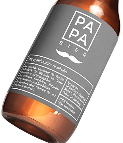 PETIT PAOLO - Papa Bier Sticker (6 Etiketten/selbstklebend) Geschenkidee zum Vatertag, Pinkelparty, werdender Vater o. Männer Geburtstag - Bier Geschenk für den BESTEN PAPA