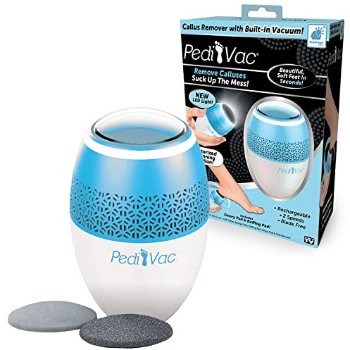 PediVac As Seen On TV Electric Callus Remover + Built-In Vacuum Sucks Up Shavings,Gently Removes Calluses & Dry Skin in Seconds, Mess-Free, Spins at 2000 RPMs, LED Light, 2 Speed Settings, 3.5x 2.5
