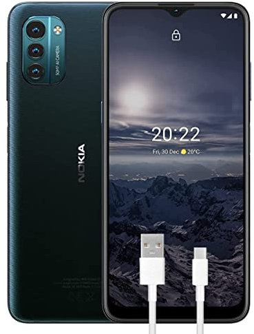 Nokia G21 - Smartphone 4G 128GB, 4GB RAM, 90Hz HD+, Tripla Camera 50 Mp, Batteria 5050 mAh, Ricarica Rapida, Dual Sim, Versione con Cavo USB Type-C Aggiuntivo 1m, Blu (Nordic Blue), Display 6.5