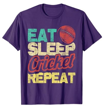 Eat Sleep Cricket Repeat - Cricketer Batsman Batting Bowling T-Shirt