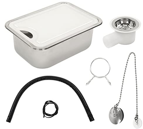 Yosoo RV Handfat Handfat Diskbänk, RV Handfat 304 Klassad Rostfritt Stål Kök Handtvätt Handfat Diskbänk Kit med Akryl Skärbräda