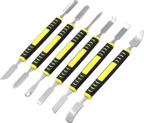 YDHfdc 6 Stücke Metall Brecheisen Set Kleiner Metall Spudger Doppelkopf DemontageWerkzeug Metall Brechstange für iPad, Laptops, Mobiltelefone, Elektronik