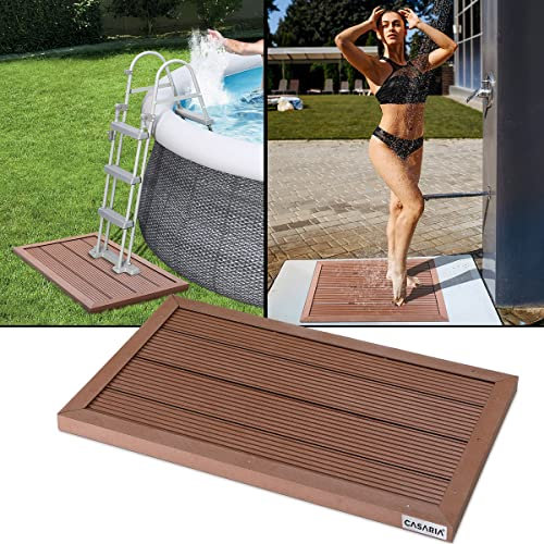 Casaria® WPC Bodenelement Solardusche 101x63x5,5cm Anti Rutsch Pads Terracotta Bodenplatte Gartendusche Poolleiter