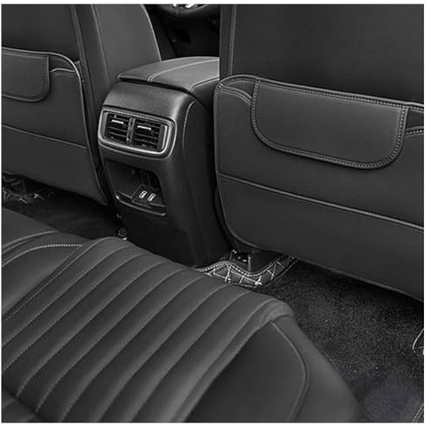 SOUTES 2 Piezas Protector De Respaldo Coche para Porsche Cayenne/Cayenne Coupe, PU Cuero Alfombrilla Protectora Respaldo Asiento con Bolsillo Accesorios,A/Black