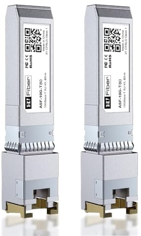 10GBASE-T SFP+ Transceiver 80 Meters, SFP+ zu RJ45, 10G SFP+ zu Ethernet Modul Kompatibel mit Cisco SFP-10G-T-S, MA-SFP-10GB-T, Ubiquiti UniFi UF-RJ45-10G, Mikrotik S+RJ10, Netgear AXM765...