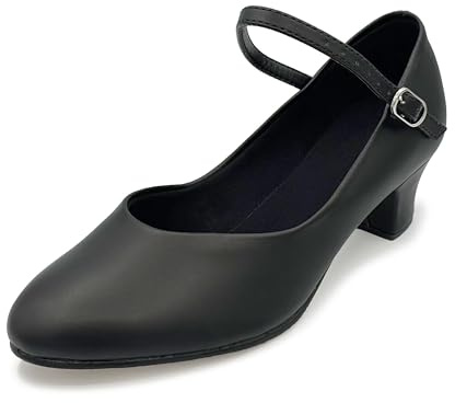 So Danca - Celine Character Shoes, 1.5 Heel, Leather Sole, Dance Shoes for Women, Ballroom, Salsa, Tango - Celine CH50 (Black, US Footwear Size System, Adult, Women, Numeric, Medium, 9.5)