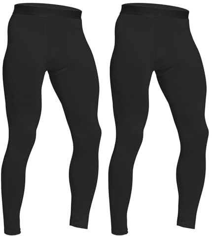 HYCOPROT 2 Pezzi Pantaloni a Compressione da Uomo Pantaloni da Corsa Ad Asciugatura Rapida Leggings Sportivi Leggings Base Layer Traspiranti Pantaloni Stretti (L, Nero)