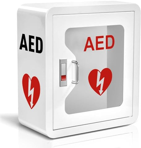 Armoire de défibrillateur AED, Armoire de Rangement Murale AED avec Verrouillage à Pression, boîtier en Acier Inoxydable avec fenêtre Transparente, Convient à Toutes Les Marques de AED(Round Corner)