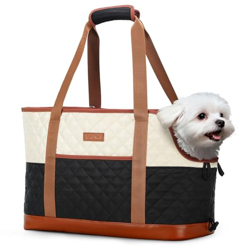 Lekespring Borsa per Cani Piccola Taglia, Trasportino per Animali Domestici Portatile per Cagnolini Fino a 5 KG, Borsa Trasportino Gatto Morbido Leggero per Cuccioli Gita Passeggiate Veterinario, Nero