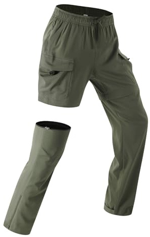 baleaf Women's Hiking Pants 29'' Convertible Zip-Off Pants with 6 Pockets Lightweight Quick Dry Water Resistant UPF 50+ Army Green M