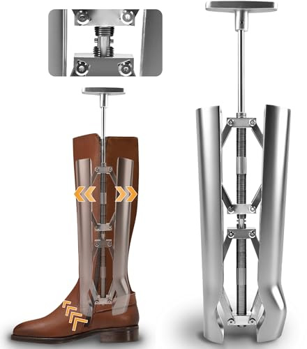 Women’s & Men’s Boot Calf Stretcher, Adjustable Shaft Expander for Wide Footwear, Heavy-Duty Cast Aluminum Tool for Boots, Helps Relieve Tightness in Ankle, Instep And Lower Leg, Fits Most Tall Styles