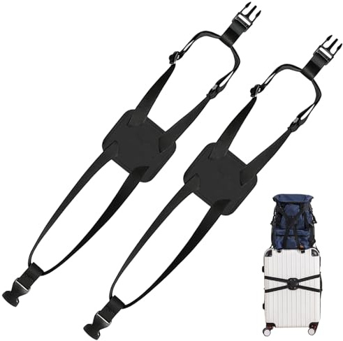 IONEKIUK 2 Pack Luggage Straps Adjustable Suitcase Connector Belt Black | Secure elastic strap keeps bags attached to suitcase, adjustable buckle fits most handles, lightweight and easy to carry