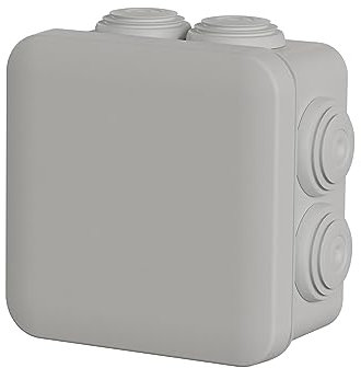 Schneider Electric Mureva BOX Abzweigdose, 5 Stück, Aufputz, 7 Tüllen Ø20mm, 80x80x45mm, IP55, grau, Artikelnummer ENN05004