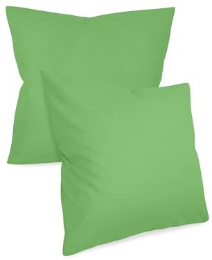 npluseins unifarbene Kissenbezüge im Doppelpack und dezentem Design 1154.1498, ca. 80 x 80 cm, grün