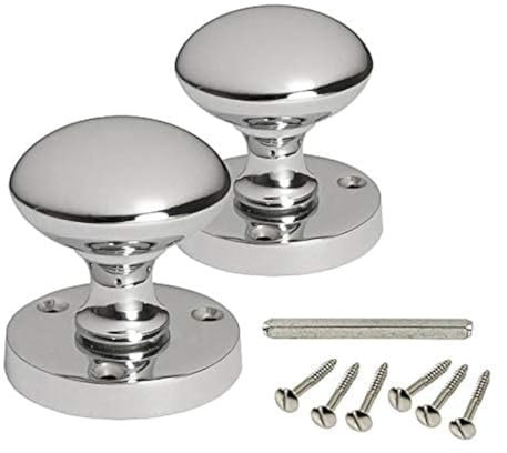 HANDLESTORE Designer Round Mortice Door Knob - Polished Chrome Sprung Door Knobs Set for Internal Wooden Doors (1 Pair)