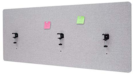 Akustik-Tischtrennwand HWC-G75, Büro-Sichtschutz Schreibtisch Pinnwand, doppelwandig Stoff/Textil - 60x160cm grau