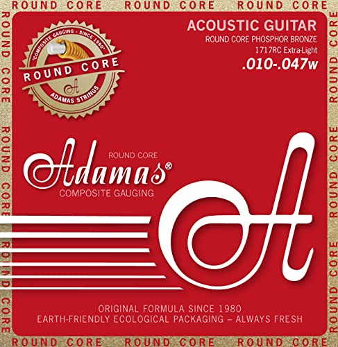 Adamas, Corde per chitarra acustica/folk Historic Reissue Phosphor Bronze Round Core, Extra Light .010-.047