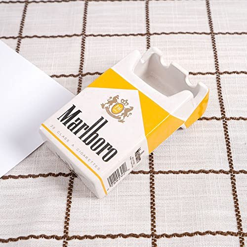 Nyhet kreativt mode keramisk porslin cigarett askfat växt blomkruka heminredning ornament (gul cigarettask)