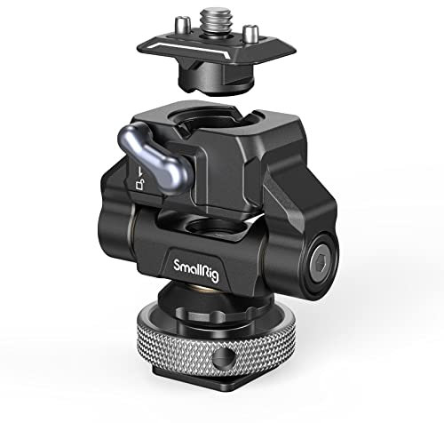 SMALLRIG Quick Release Camera Monitor Mount mit Cold Shoe, unterstützt Schwenkung um 360° und Neigung um 170°, Drop-in HawkLock Kamera-Hot-Cold-Shoe-Monitorhalter für 5 & 7 Monitor - 3514C