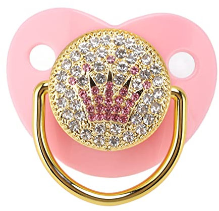 Ciuccio in silicone per neonati, ciuccio in silicone morbido ultra leggero con design curvo per neonati di 6‑18 mesi Rosa