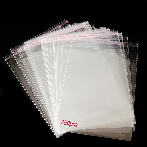 250 Bustine di Cellophane Trasparenti Autoadesivi. Sacchetti di Plastica OPP con Cucitura Sigillata e Foro di Ventilazione per Caramelle, Regali, Gioielli, Carte, Cioccolatini, Foto.