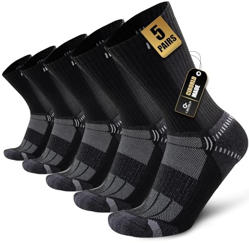 Cirorld Calcetines Hombre Mecha Transpirable Calcetines Deporte Hombre Mujer Calcetines Running para Senderismo Trekking Trabajo Ciclismo Deportivos 5 Pares 37-42 (Negro)