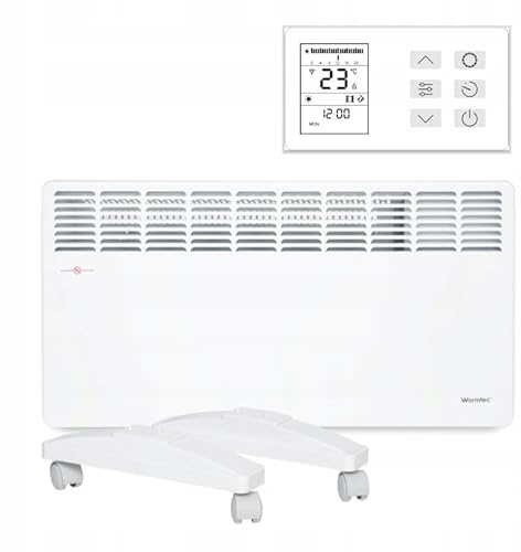 WARMTEC Elektroheizung 2000 W | Konvektor-Heizung mit WLAN-Steuerung, LCD-Display und Schutzklasse IP24 | Wandkonvektor für energiesparendes Heizen | Elektroheizkörper Stand- und Wandgerät | Weiß