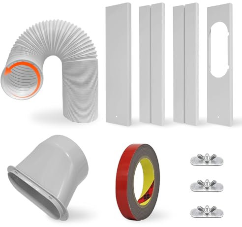 Portable AC Window Vent Kit with 59 Hose, 5.9 AC Window Seal, Adjustable for Vertical/Horizontal Sliding Windows