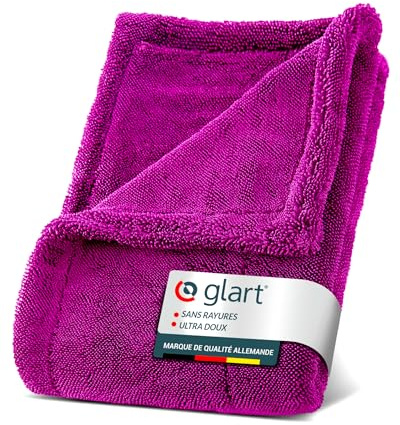 Glart 44TW8P Toalla de Secado de Microfibra XXL para Coche – 80x55 cm, absorción extrafuerte, sin Pelusa, para Pintura, Cristales y Llantas, paño Profesional Reutilizable para el Cuidado del vehículo